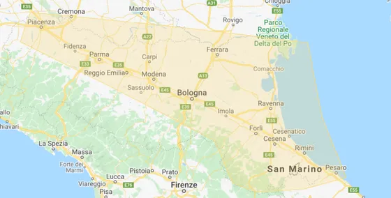 Mappa della zona servita: Emilia Romagna, San Marino e provincia di Pesaro e Urbino